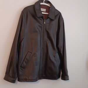 Mens Paradox dark brown leather jacket, size large